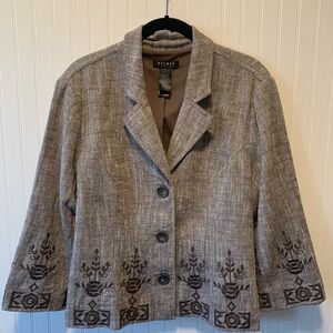 Axcess Brown Embroidered Women's Blazer